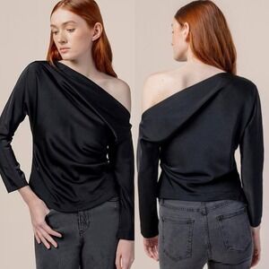 Modern Citizen Peyton Draped One Shoulder Blouse Black Size Medium‎